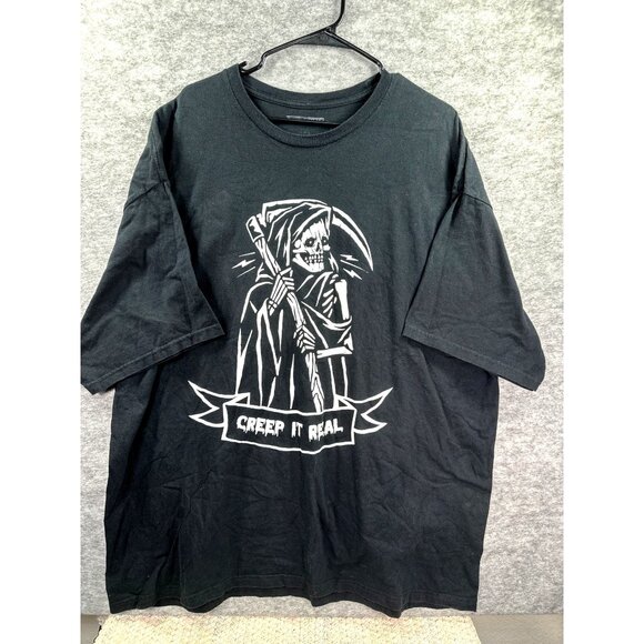 Grim Reaper Creep It Real Graphic T-Shirt 100% Cotton  Size 3x  Black  Machine W - Picture 1 of 4